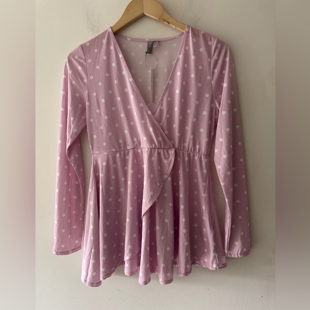 ASOS Pink and White Polka Dot Maternity Blouse